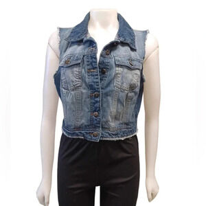 Liquid X Vest Dem Cropped Sleeveless  Vest Jacket Size Large